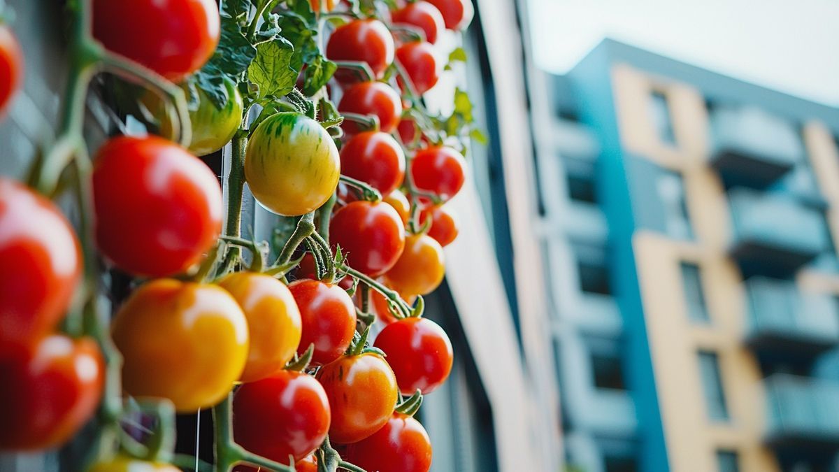 Tomates suspendues sur balcon : mon système simple et efficace